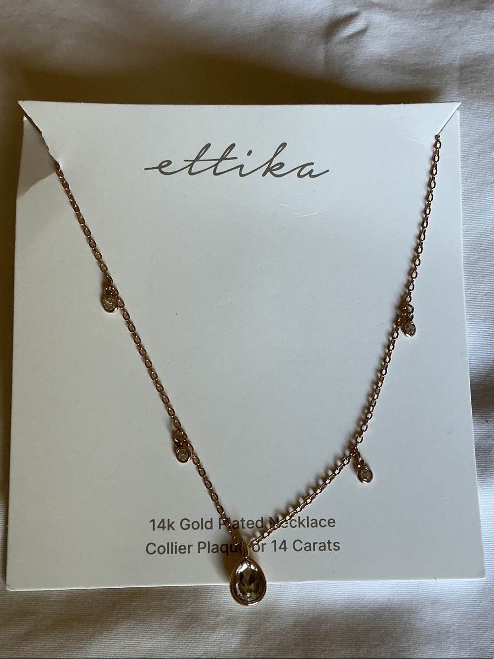 ettika 14 k  Gold Plated Teardrop Charm Necklace